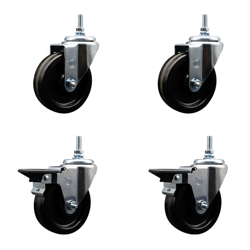 Ensemble de roulettes à tige filetée 4 pouces 12mm, H 5 po x l 5 po x P 5 po