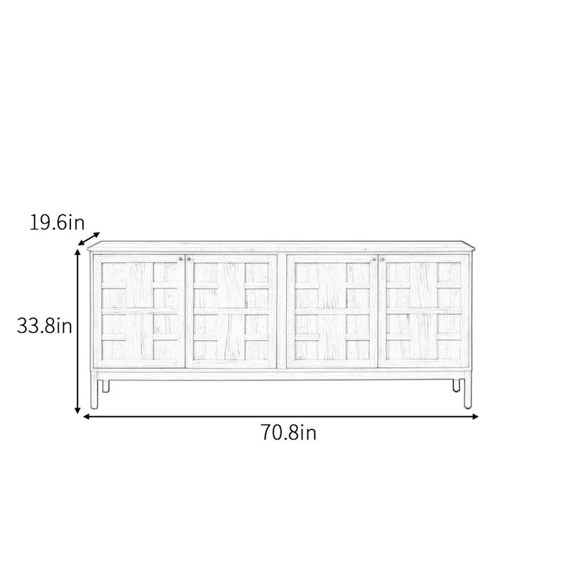 Olin Sideboard, Burlywood, 33.8" H x 70.8" W x 19.6" D