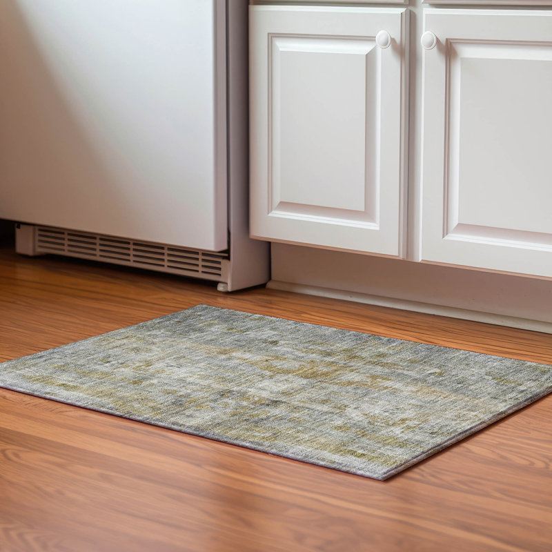 Premium Machine Washable Mayfield AMF2310 Abstract Rug, Pewter, 2'6" x 3'10"