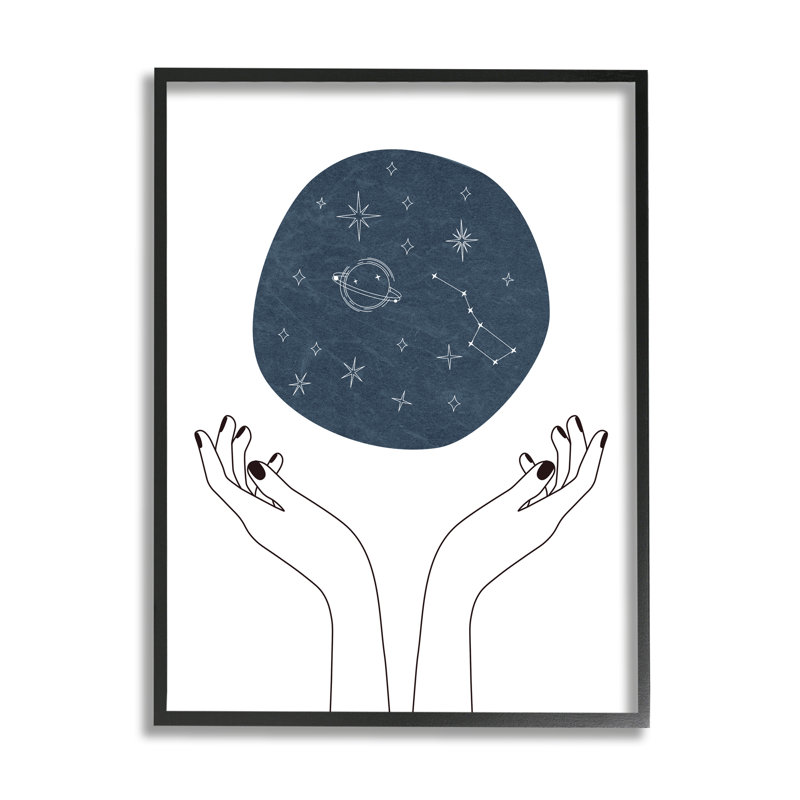 Hands Hands Galaxy Constellations - Impression sur toile, Giclée encadrée noir minuit, H 20 po x l 16 po x 1,5 po
