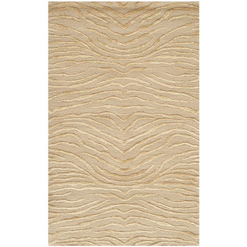 Tapis sable / laine noué à la main, Rectangle 2 pi 6 po x 4 pi 3 po
