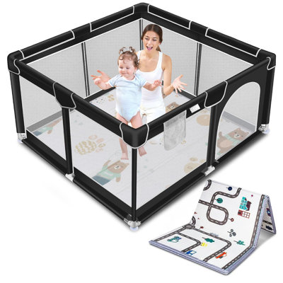 Parc pour bébé, aire de jeu pour enfants, grande aire de jeu pour l'intérieur et l'extérieur, clôture de sécurité robuste pour bébé avec filet doux et respirant pour tout-petit