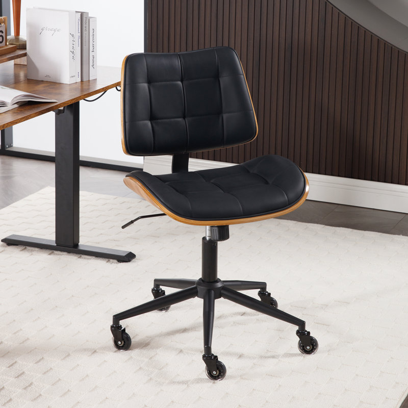 Wurster Ergonomic Adjustable Height Armless Task Chair, Black