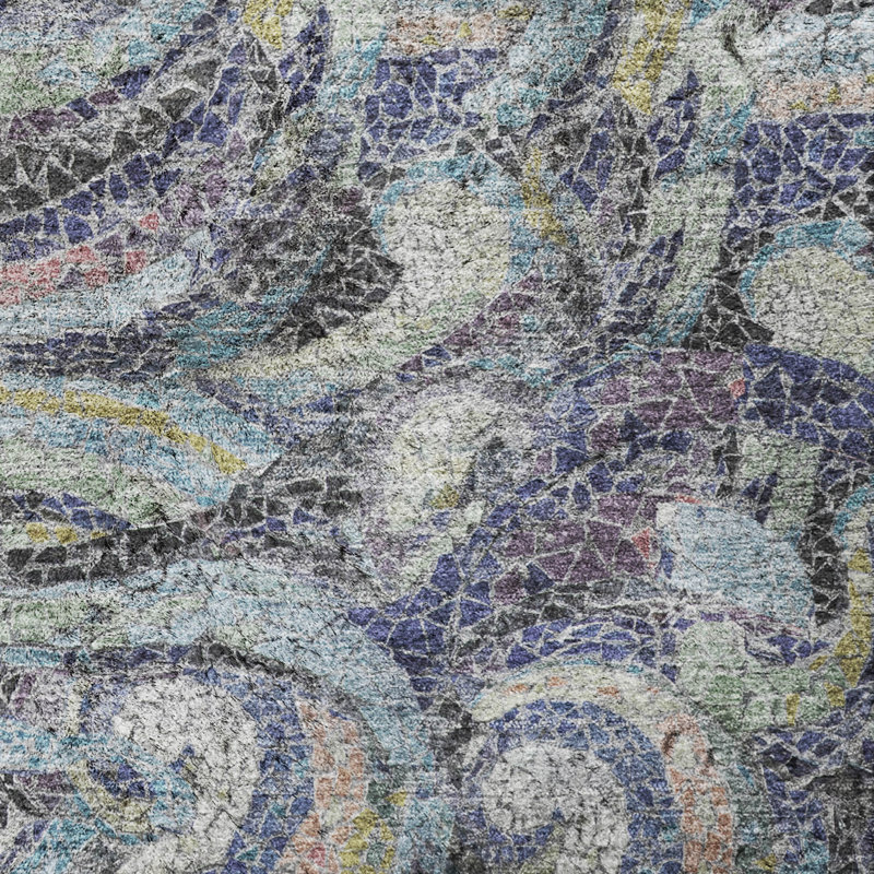 Tapis à vagues de qualité supérieure lavable à la machine ADS193, Orageux, 8 pi x 10 pi