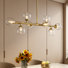 Lustre linéaire en verre Spoutnik moderne 8 lumières Ether - Ampoules 3 couleurs incluses pour la salle à manger et la cuisine