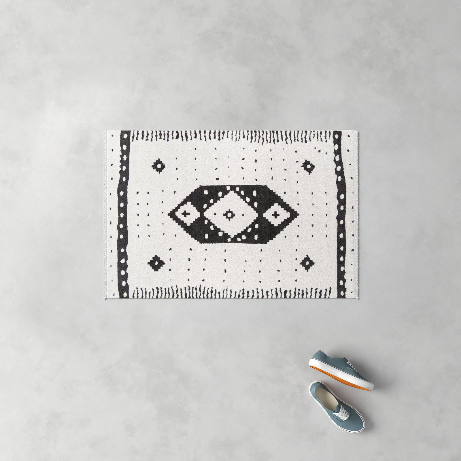 Metro Ivory Black Geometric Rug, Rectangle 2' x 3'