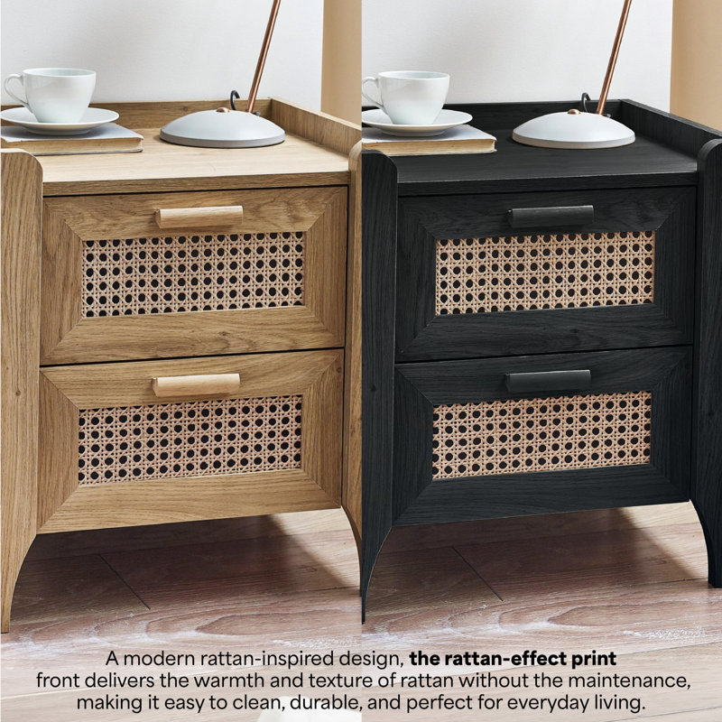 Albelo 50cm W Manufactured Wood Bedside Table, Black
