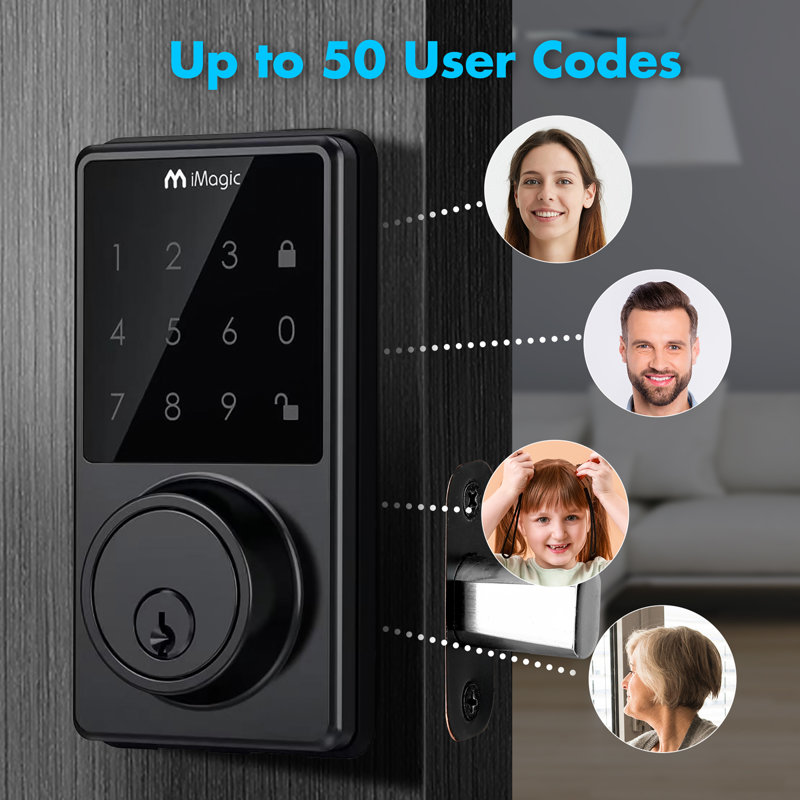 Touch Screen Deadbolt, Keyless Entry Deadbolt Lock, Electronic Keypad Door Lock, 50 User Codes