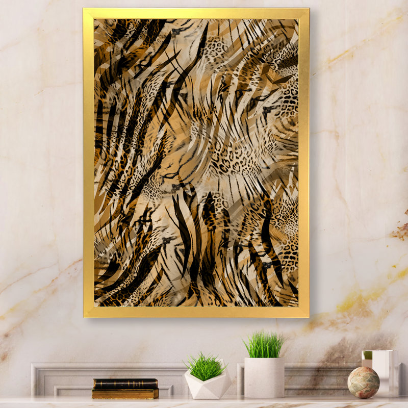 Léopard et tigre IV - Impression sur toile, H 36 po x l 24 po x P 1 po, Toile avec cadre photo doré