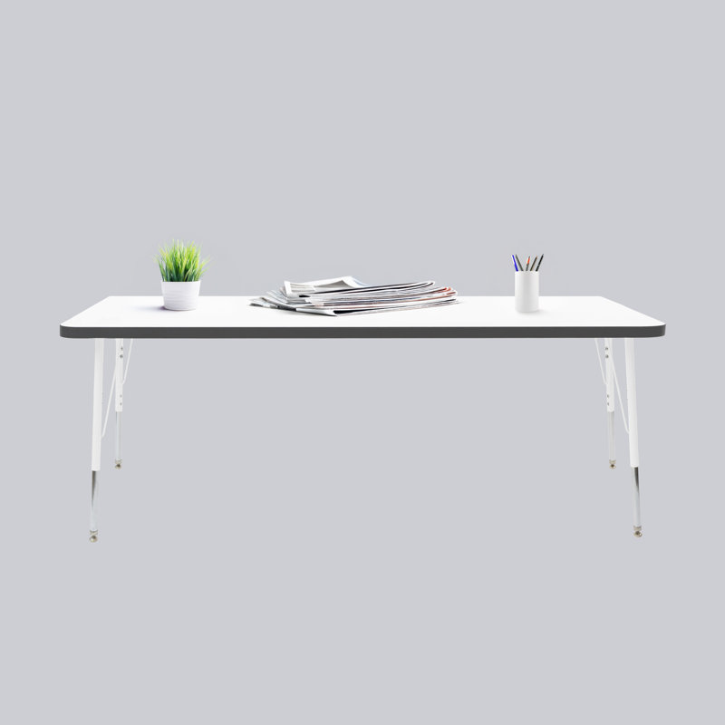 Table rectangulaire d'activités thermofusionnées avec pieds réglables et pivotants standard, H 30 po x l 30 po x P 72 po