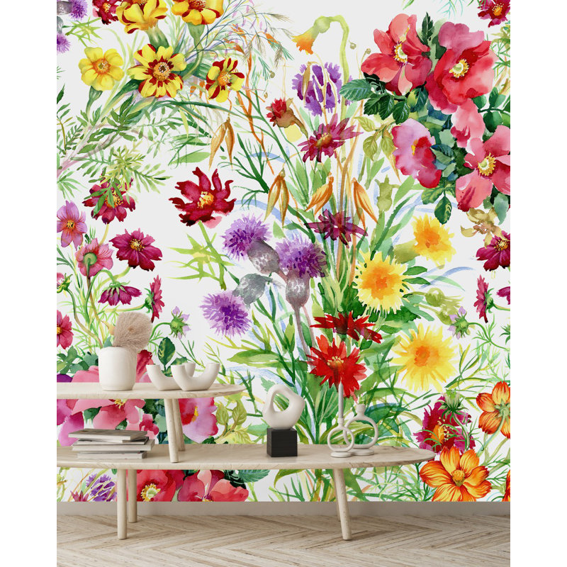 Peel & Stick Floral Wall Mural, 8.33' W x 8.33' L