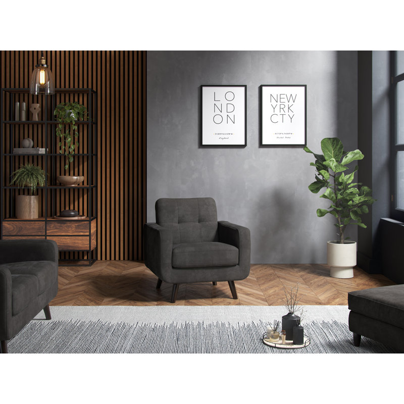 Briganti Faux Leather Armchair, Grey