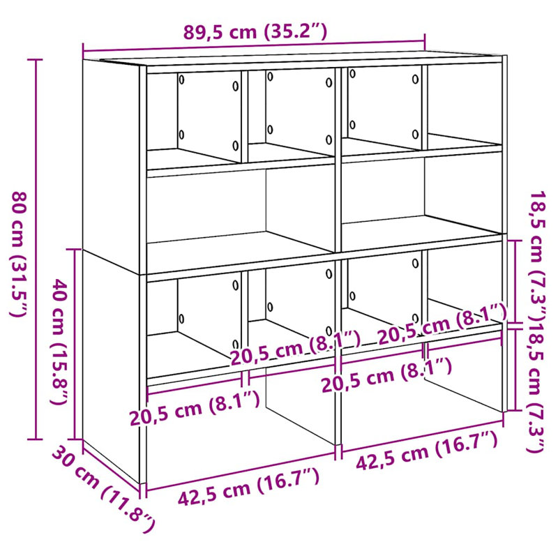 Latitude Run Shoe Racks 2 Pcs Stackable Concrete Grey 89.5X30x40 Cm, Black Oak