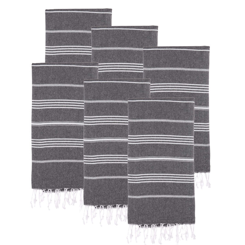 Ensemble de 6 serviettes pour lit de plage en coton turc Alize, Noir