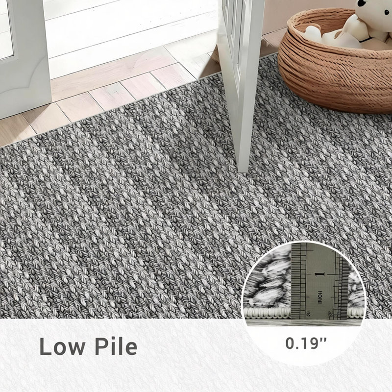 Tapis à poils courts Boho pour la maison et le bureau, Gray, Rectangle 10' x 13'