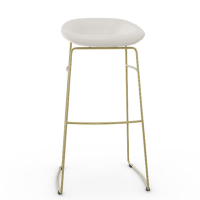 Palm Upholstered Backless Stool with Metal Frame