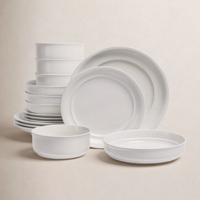 Rimmed Stoneware Dinnerware Set - Service for 4