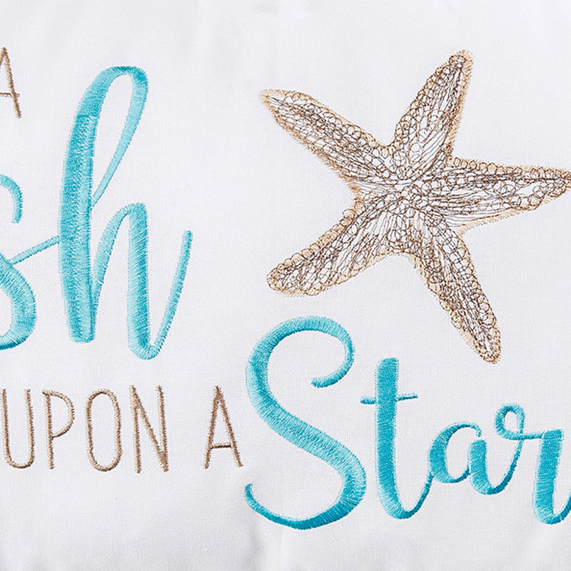 Wish Upon A Starfish Embroidered Throw Pillow