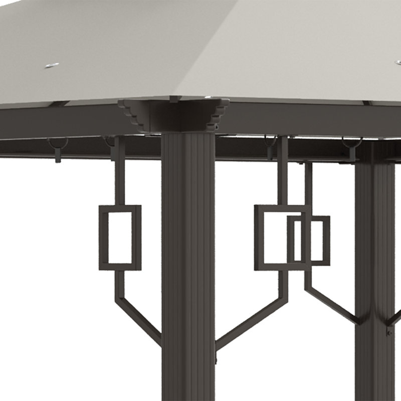 Cream White 10' x 10' Aluminum Frame Patio Gazebo with Netting and Curtains