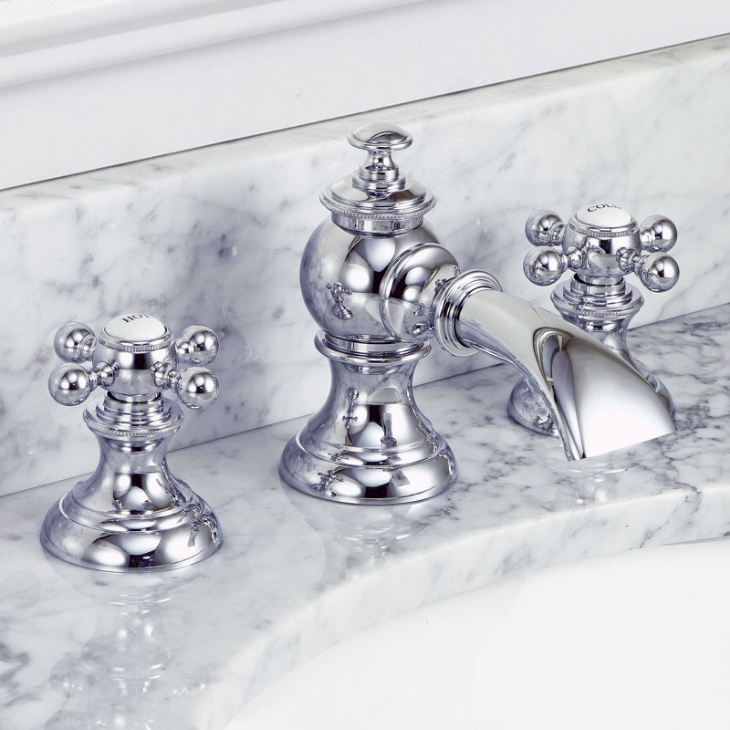 Erath 2-handle Bathroom Faucet with Drain Assembly, Chrome, Ball Cross