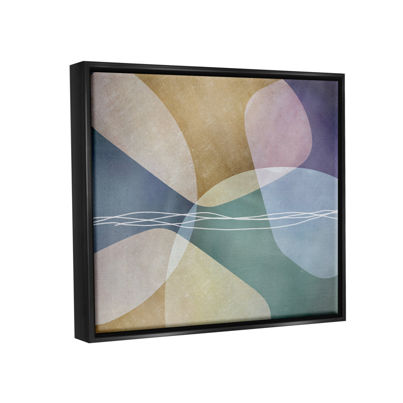 Contemporary Layered Shapes par Urban Epiphany, H 17 po x l 21 po x P 1,5 po, Cadre flottant gris lustré