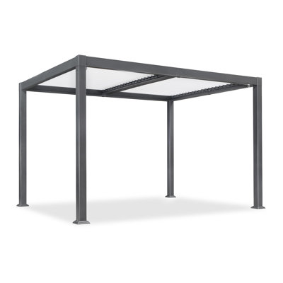 PURPLE LEAF 10'x 14' Louvered Aluminum Pergola with White Adjustable Rainproof Roof Grey Frame