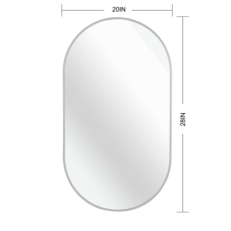 Miroir argenté 20 po x 28 po, Argent, 28,07 po x 20,07 po
