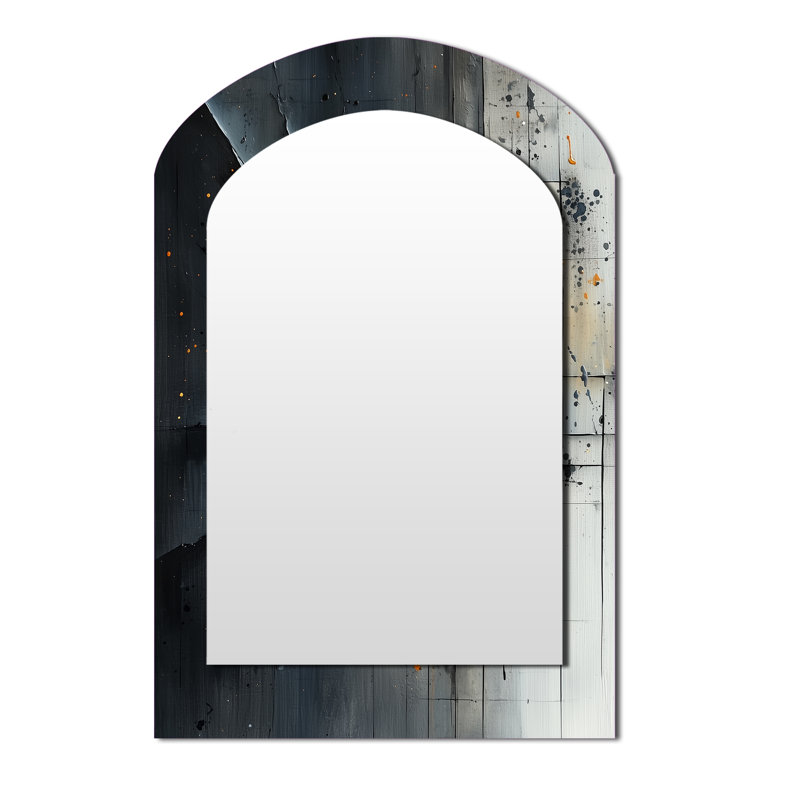 «Dream Fragments Of Wood Stone Petal II - Fractals Arch Mirror», miroir mural asymétrique doré, impression sur métal