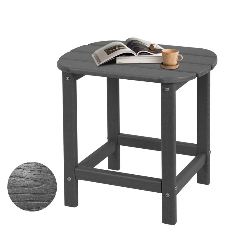 HDPE Outdoor Side Table with Wood Grain Texture – Weather-Resistant, Low-Maintenance Accent Table for Patio, Porch, Backyard, Poolside & Indoor Use