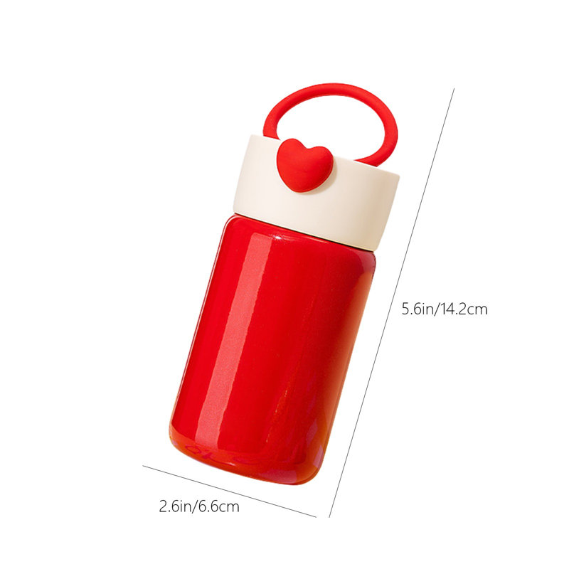 Bouteille d'eau compacte avec gobelet isotherme de style coréen pour les hommes et les femmes, Rouge