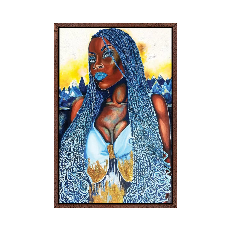 Yemaya - Painting on Canvas, 66.04cm H x 45.72cm W x 3.81cm D, Classic Brown Wood Framed