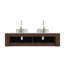 Meuble-lavabo de salle de bain 60 po avec lavabo, armoire de rangement murale à bords courbés et rayés avec 2 tiroirs, 2 lavabos en céramique avec motif de pierre, sans robinet, pré-assemblé-404348097