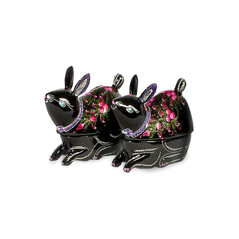 Lapins Novica avec œillets et boîtes en bois laqué (paire)