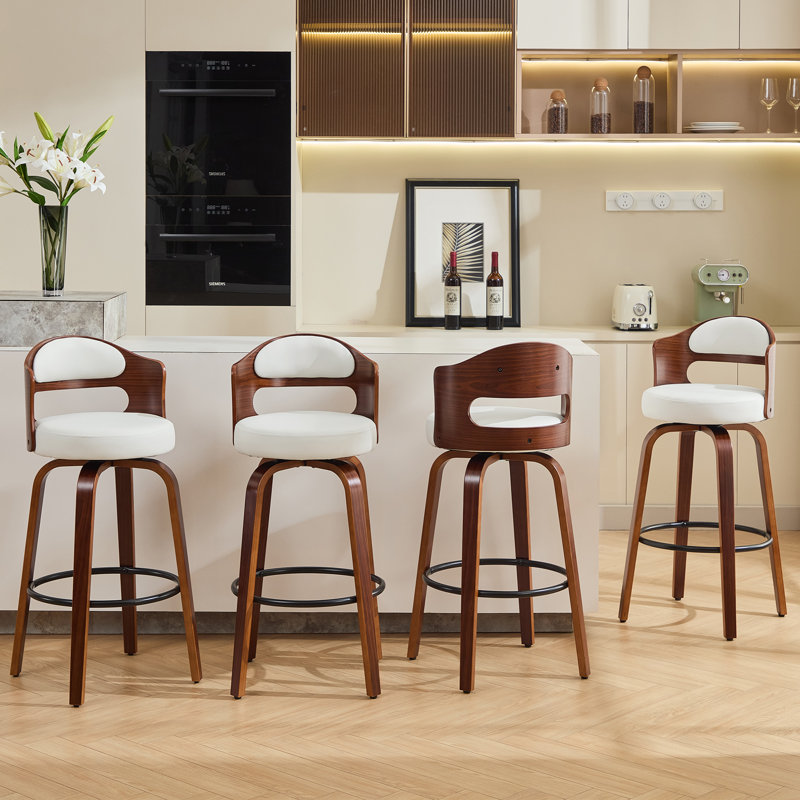 Tabourets pivotants de comptoir et de bar rembourrés, Blanc, Tabouret de comptoir (siège d'une hauteur de 26,1