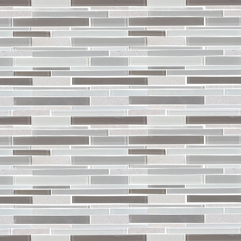 Carrelage mural mosaïque en marbre et verre 12 pi X 12 po (1,08 pi2 / pièce), Brun/blanc/gris