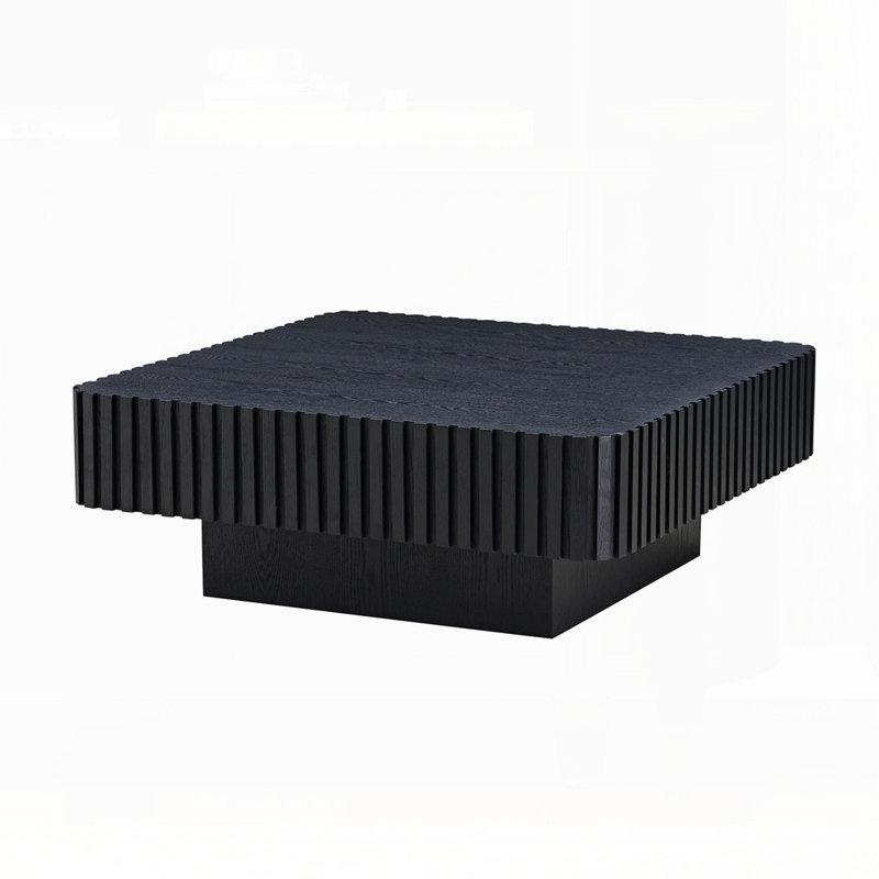 Modern Handcraft Drum Coffee Table, Black