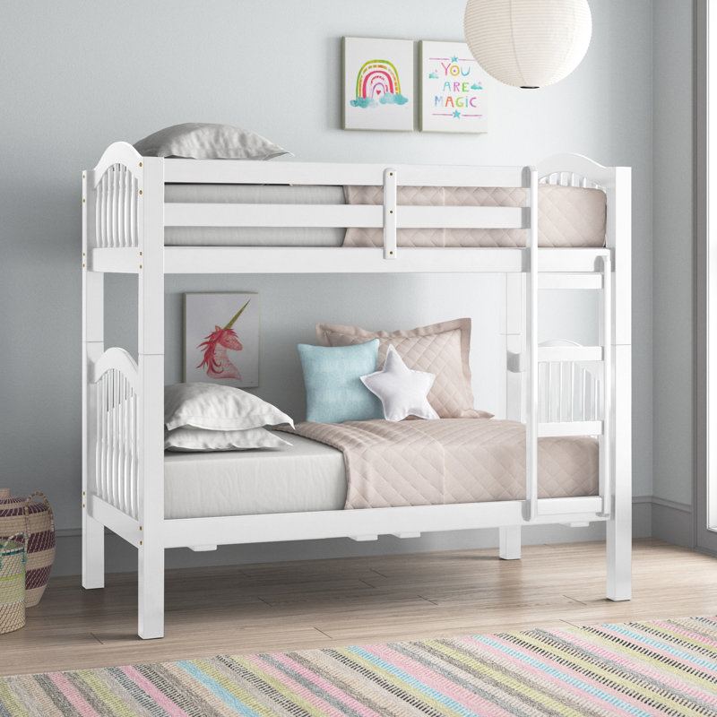 Frazer Contemporary Twin Over Twin Bunk Bed with Right Facing Front Ladder, White