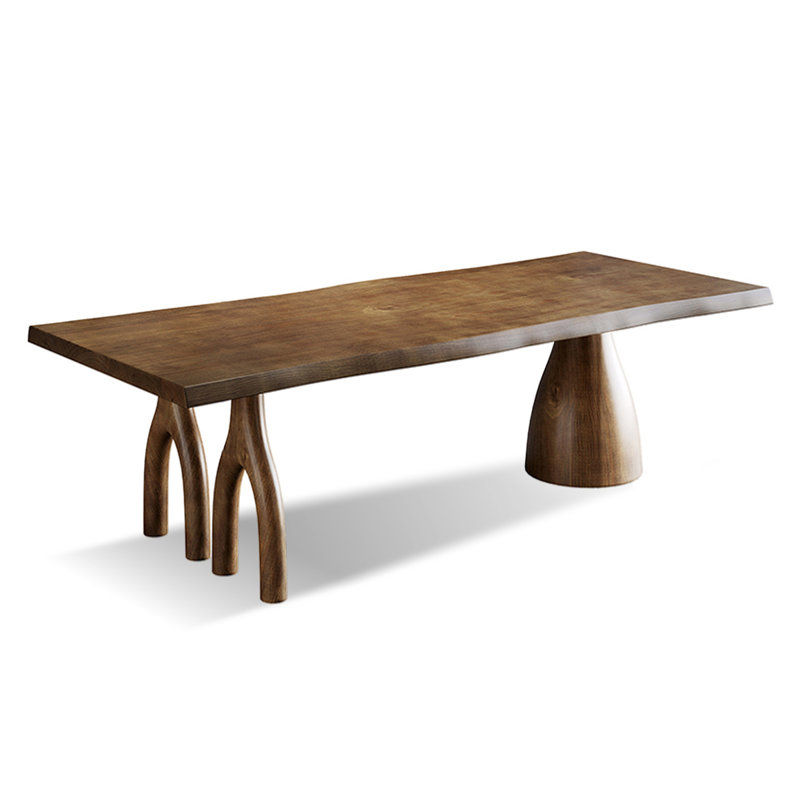 Table de salle à manger en bois massif noisette, 29.53"H x 94.49"L x 37.4"W