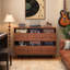Grand support de tourne-disque à 2 niveaux avec rangement en vinyle, armoire de rangement pour disques, support pour tourne-disque Mid-Century, rangement pour disques vinyles avec tablettes pour chambre à coucher, salon, bureau (noyer)
