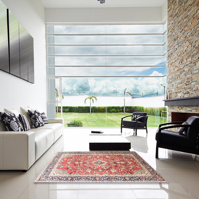 Tapis oriental multicolore tissé à la machine Oriental, Carré 7 pi