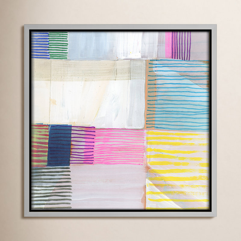 Bright Net III by Cartissi - Floater Frame Painting on Canvas, Espresso Framed, 13.5" H x 13.5" W x 2" D