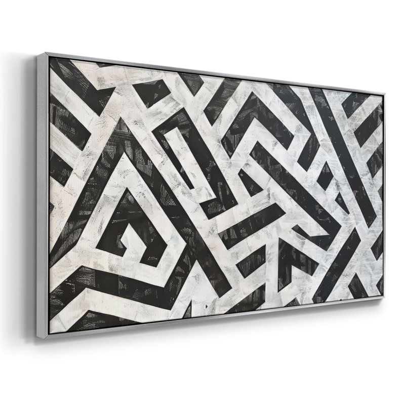 Abstract Series-LXXXIX- Framed Gallery Wrapped Canvas -Ready to Hang, 25" H x 49" W, Silver