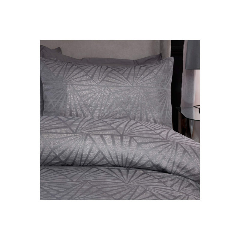 Sheri Polyester No Pattern Duvet Cover with Pillowcases Included, Super King - 2 Standard Pillowcases, Silver