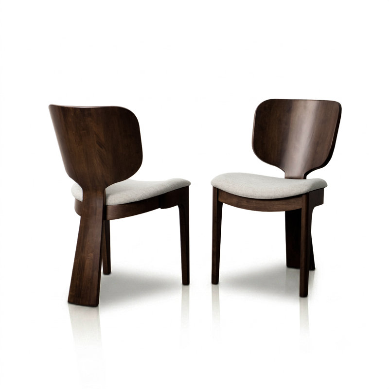 Chaise d'appoint en bois massif Rozella avec dossier incurvé sculpté