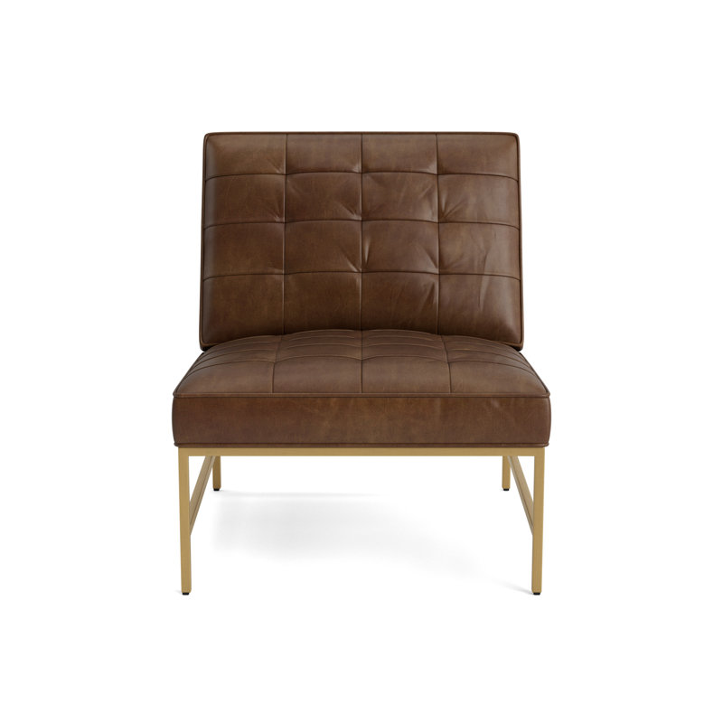 Major Leather Chair, Brushed Brass, Bedford - Tobacco