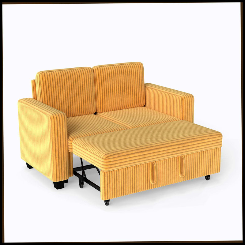 Canapé-lit modulaire en velours côtelé de 58,1 pouces à 2 places et canapé-lit multifonctionnel 2 en 1 pour petit salon