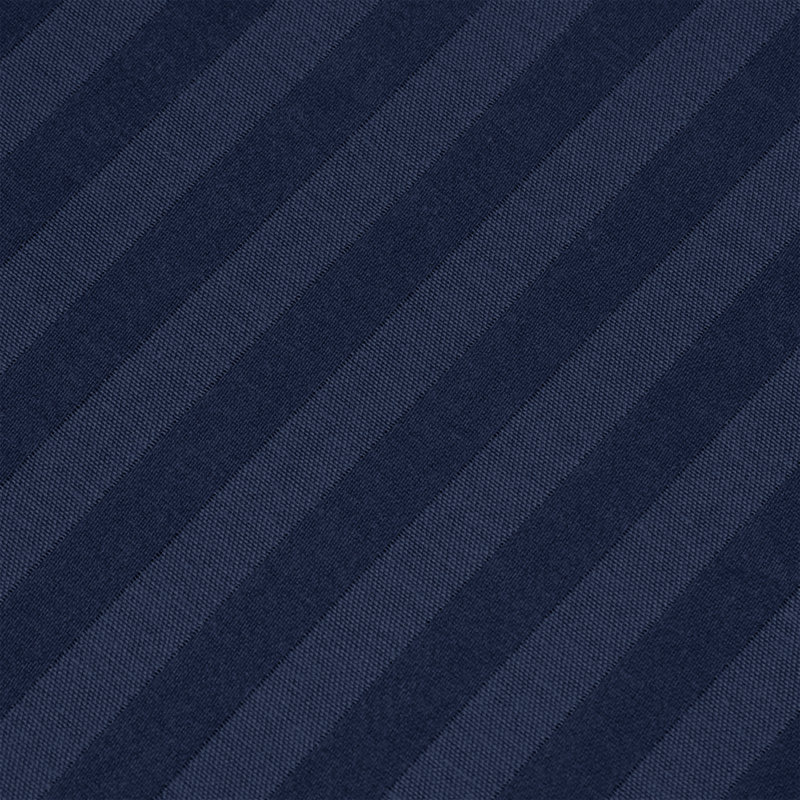Microfiber Striped Fitted Sheet, Double (4'6), Navy
