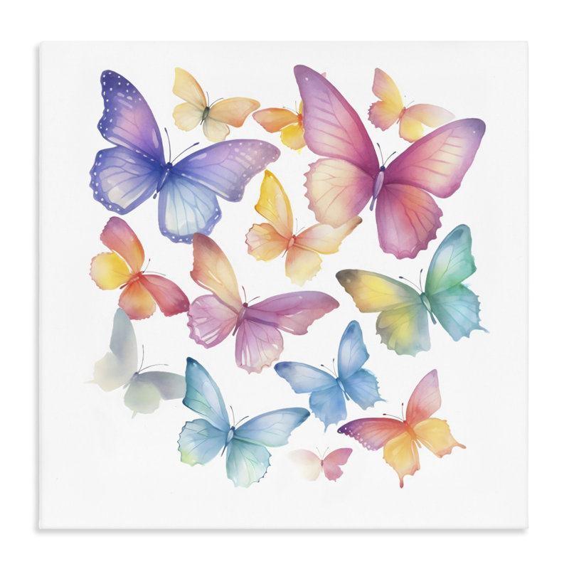 Rainbow Butterflies Rabble Canvas, design par Creative Studio, H 36 po x l 36 po