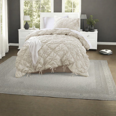 Ensembles de literie pour lit simple Cozy Floral, édredon en microfibre ivoire pour toutes les saisons