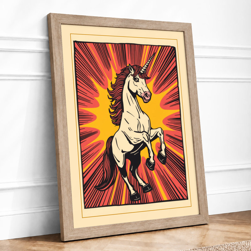Radiant Horse Retro - Framed Print, A4 - 29.7 x 21.0 cm, Oak